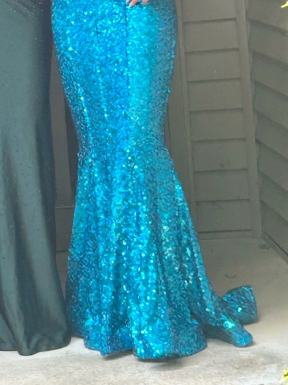 Portia and Scarlett Vibrant Blue Sequin Gown - Picture 9 of 9